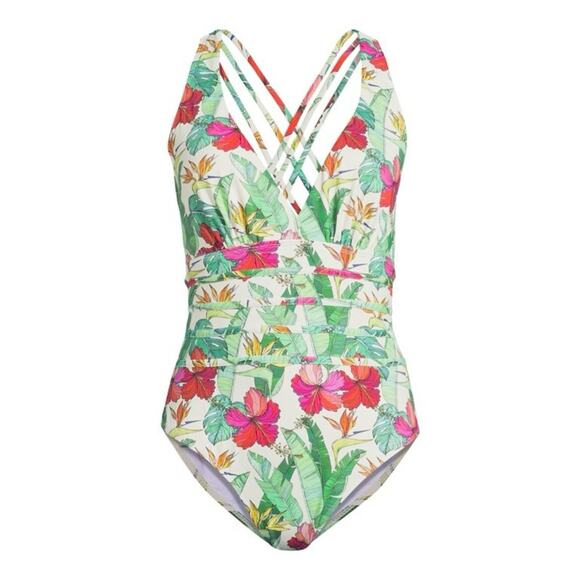 Catherine Malandrino One Piece Plunge Swimsuit with Strappy Back XL - Picture 1 of 9